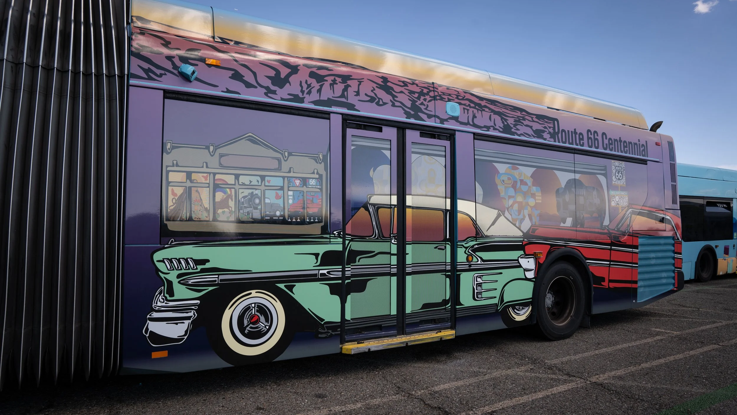Route 66 Bus Wrap back half closeup