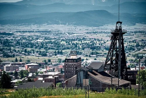 Butte Montana near famous mining headframe