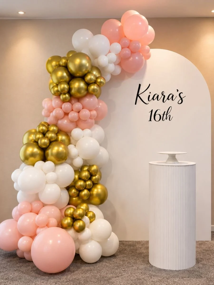 Sweet 16 Balloon Arch & Plinth