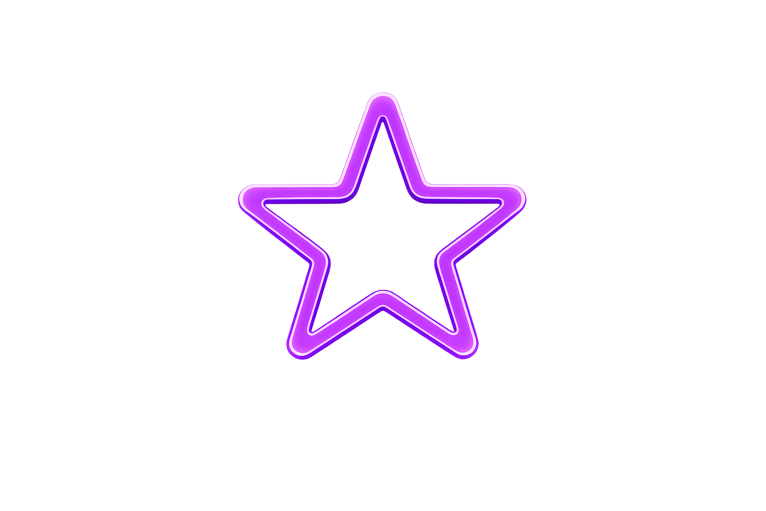 Neon purple and pink star-shaped sign with glow effect against a black background.