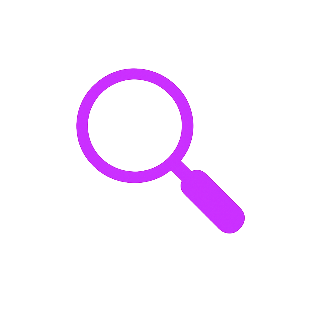 Purple magnifying glass icon