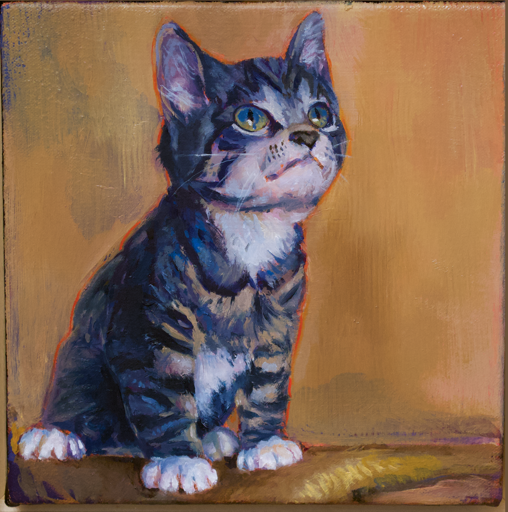 "Mouse as a young Kitten" Oil on canvas. 8" x 8". 2026.