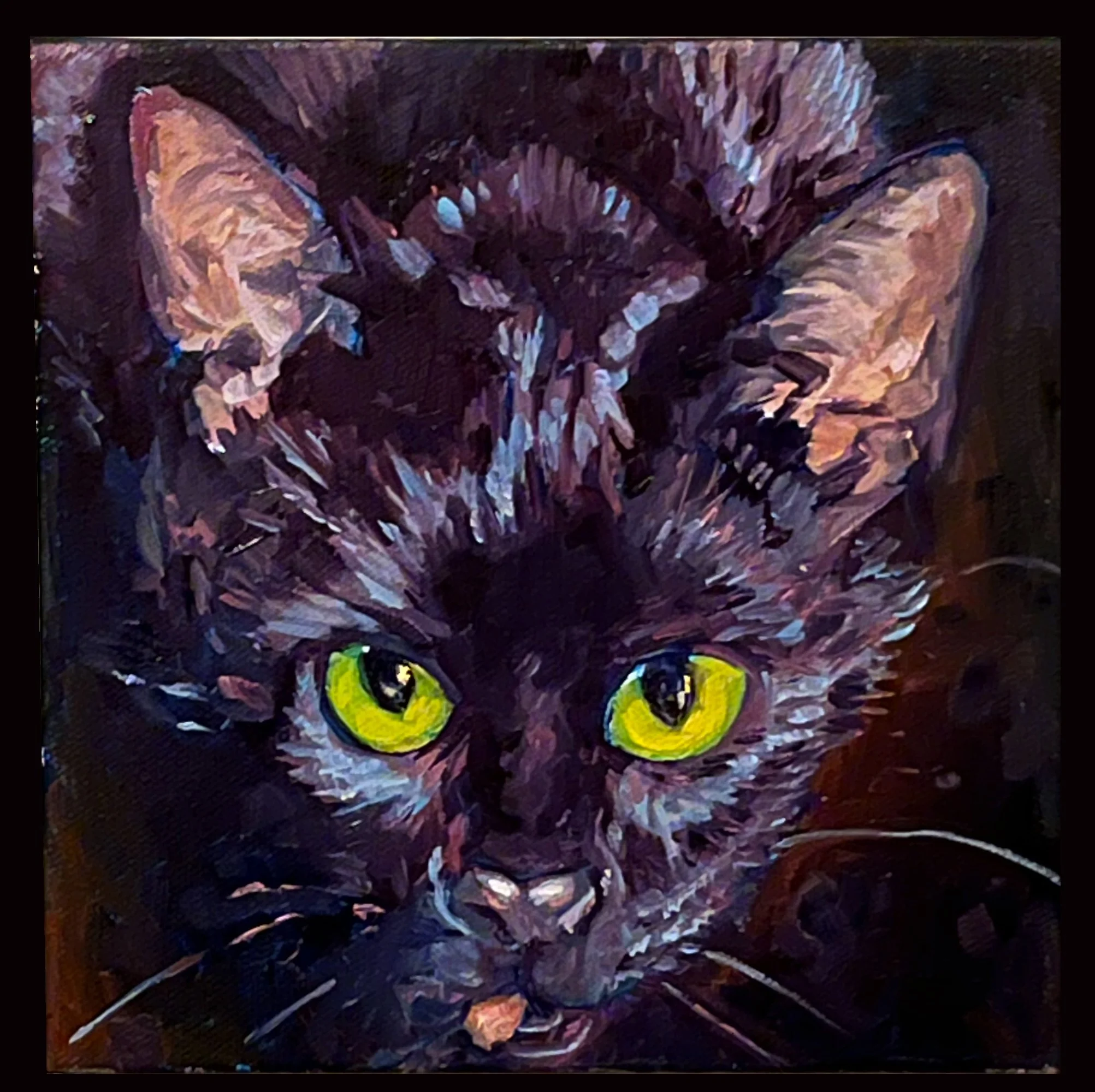 "Scarlette" Oil on canvas. 8" x 8". 2025.