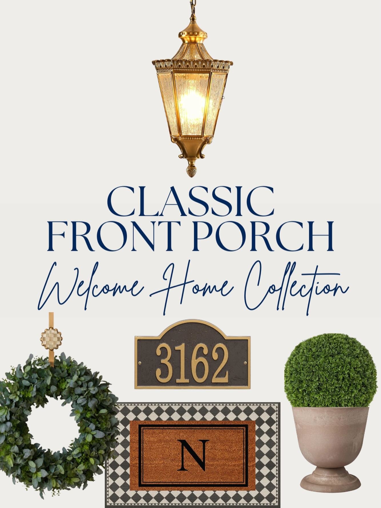 Part 1 of our first collection is live! 🎉

The Welcome Home collection starts at the Front Door. This week we highlight creating a welcoming entry. From lighting, to greenery, address plates, rugs, rockers, and more, your front porch will say Welcom