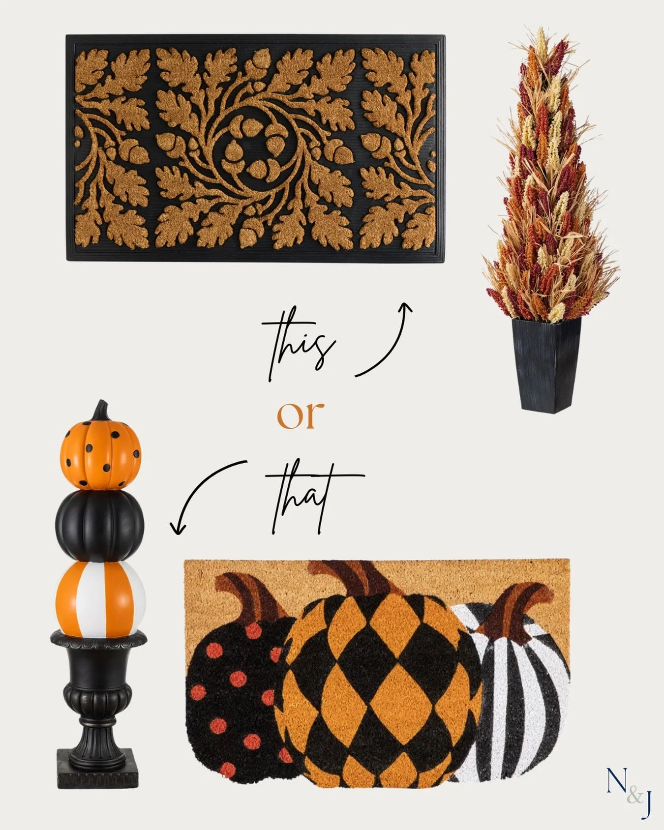 Thursday This or That 🍂🎃

Same front porch. Two completely different ways to welcome the season.

THIS: classic autumn &mdash; warm foliage, acorns and all the colors that can carry your porch straight through Thanksgiving.

THAT: classic Halloween