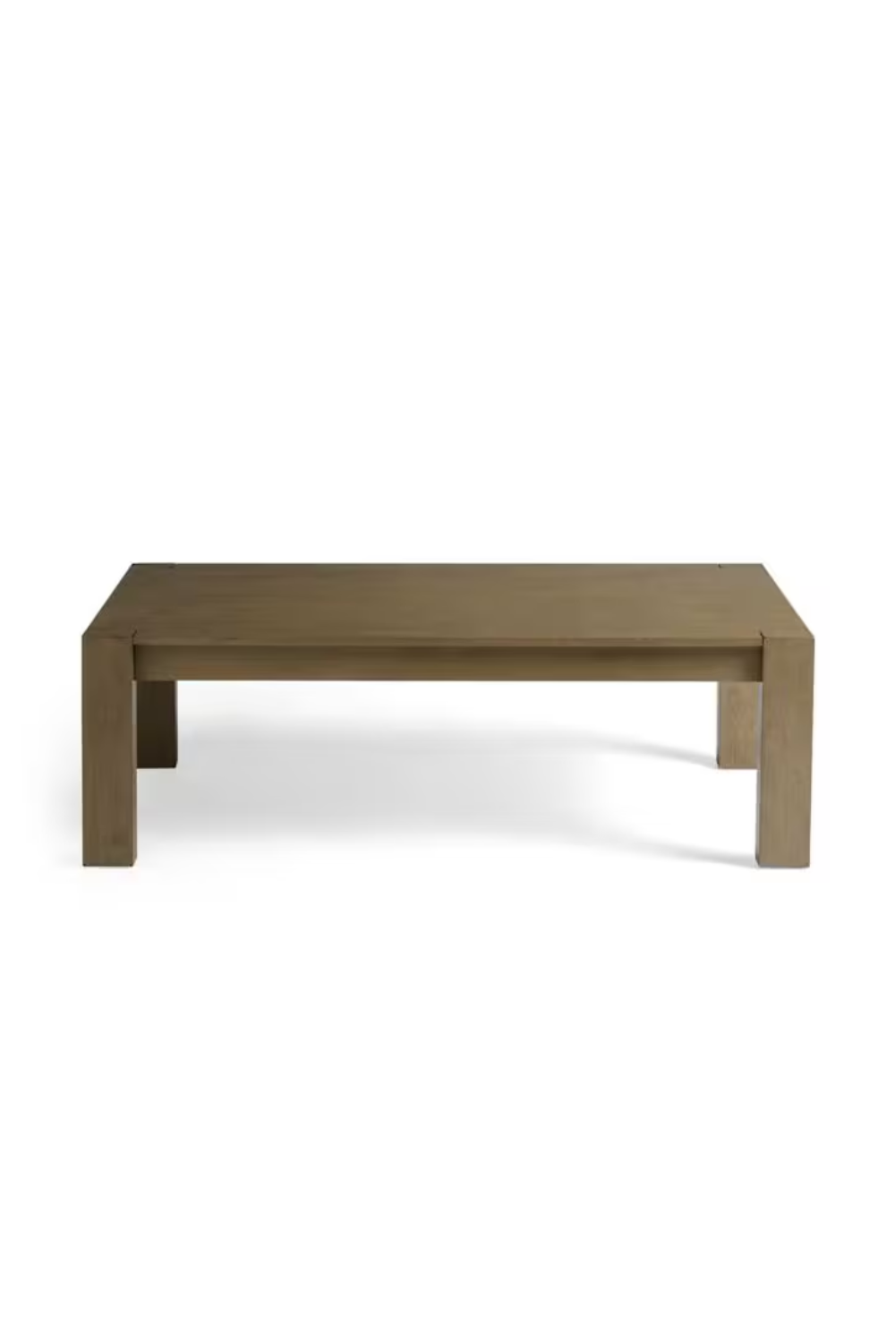 Wooden rectangular bench with four legs, isolated on white background.