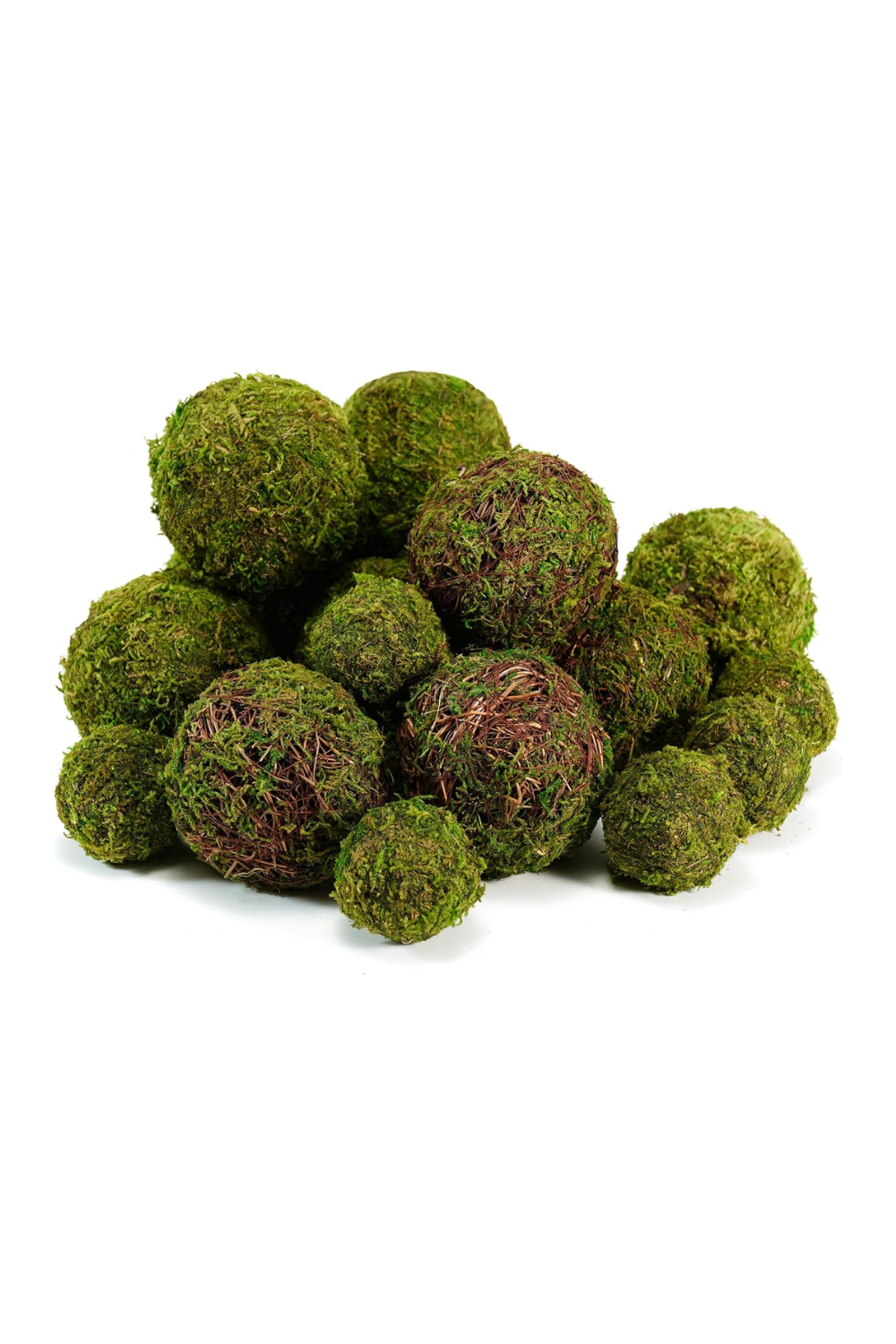Cluster of moss-covered rocks on white background.