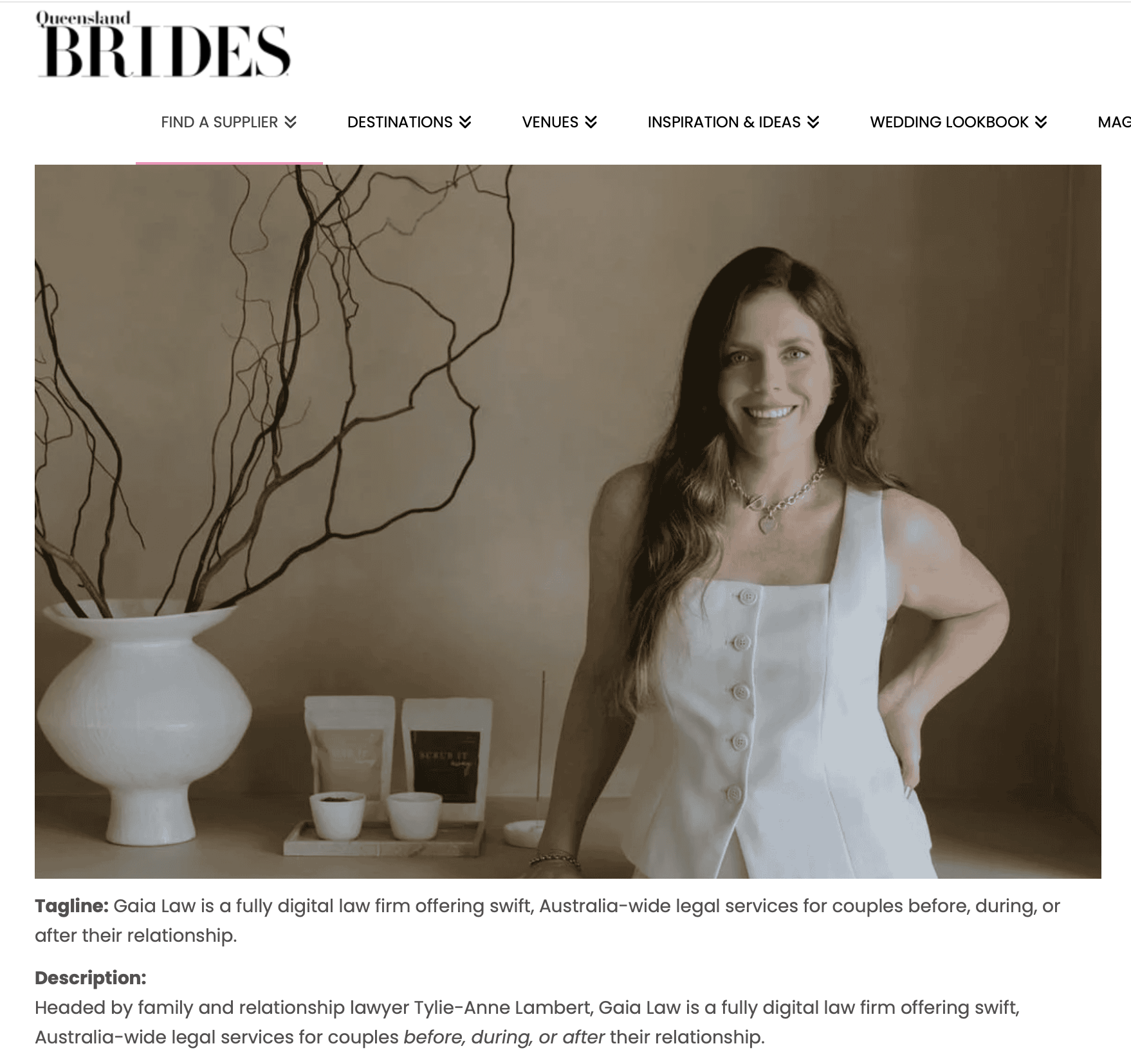 Gaia Law in Queensland Brides