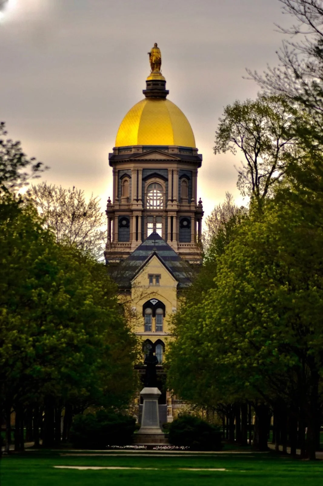 The Iconic Golden Dome of Notre Dame, Indiana
