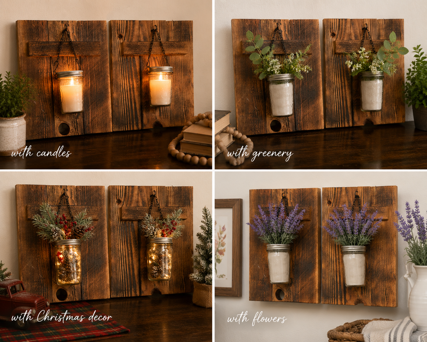 Rustic Mason Jar Wall Sconces — Set of 2