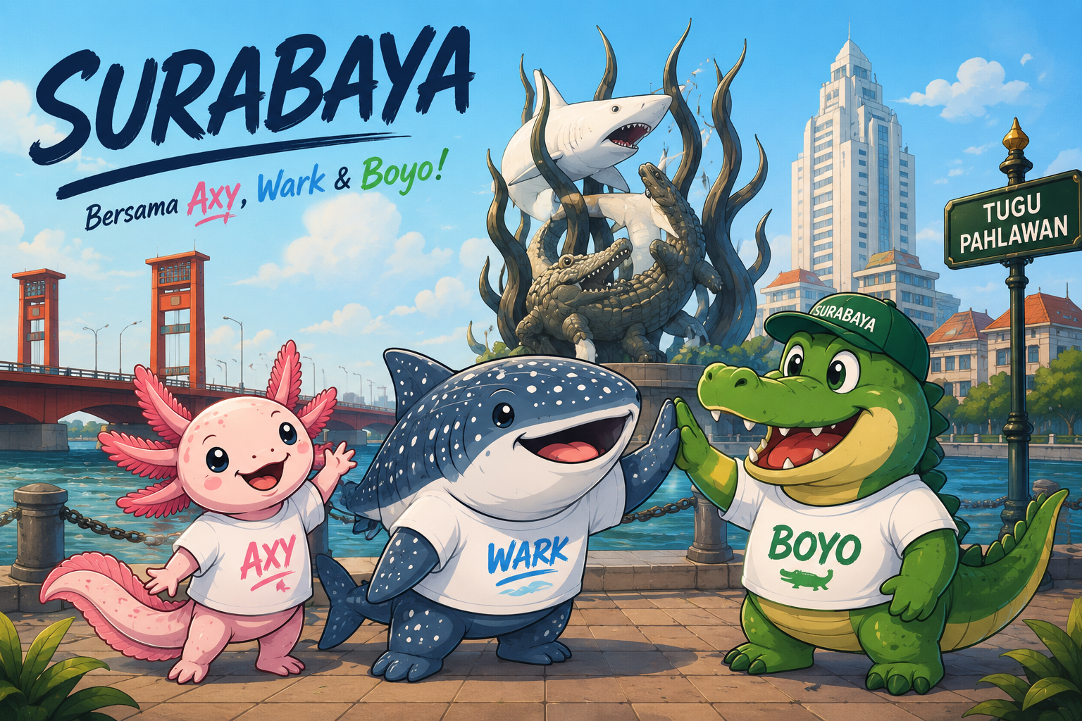 Axy and Wark meet Boyo the crocodile
