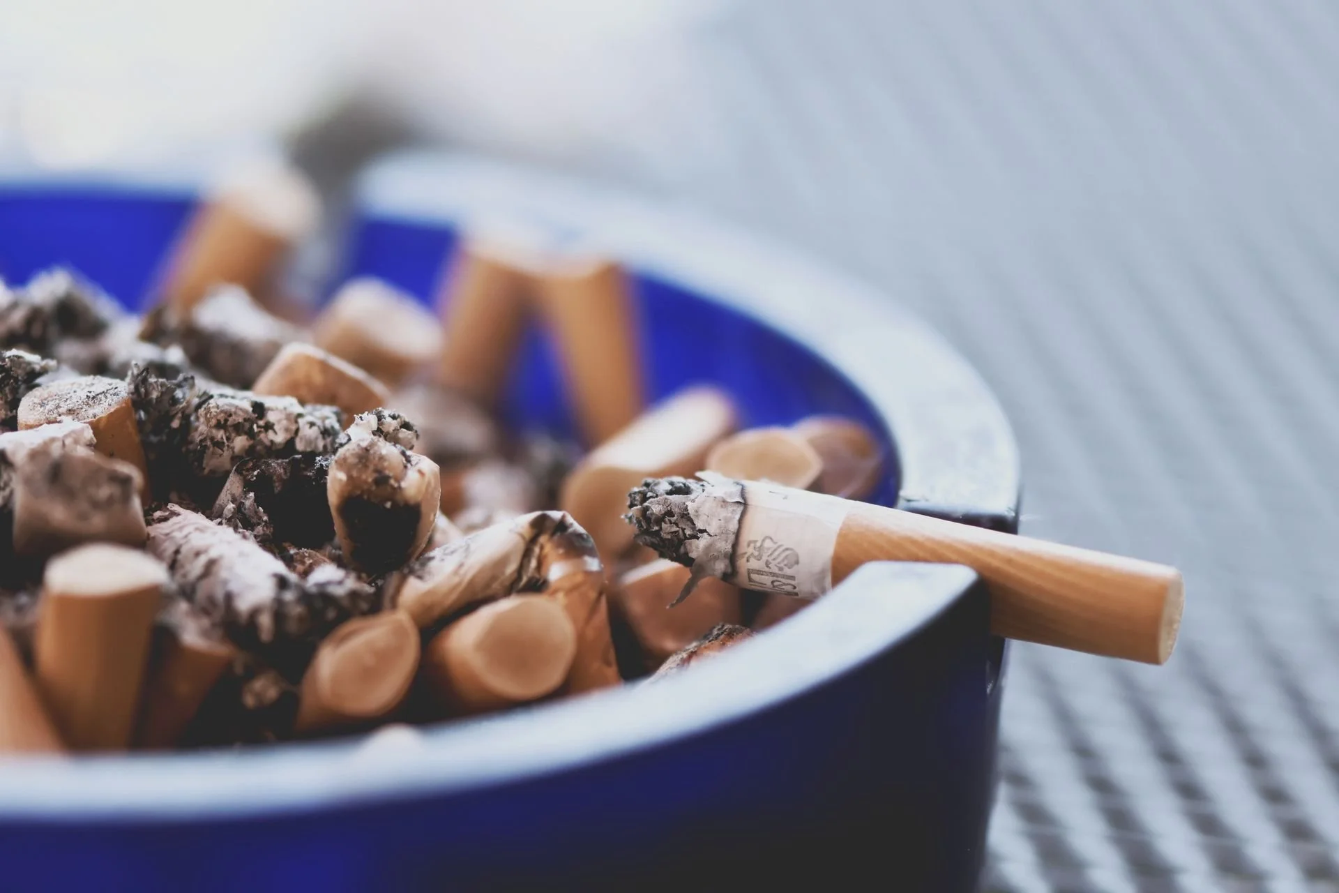 Ashtray of last cigarette before quitting