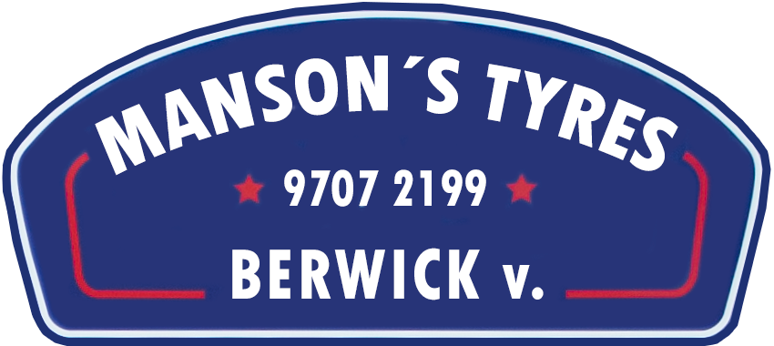Sign for Manson's Tyres with phone number 9707 2199, located in Berwick.