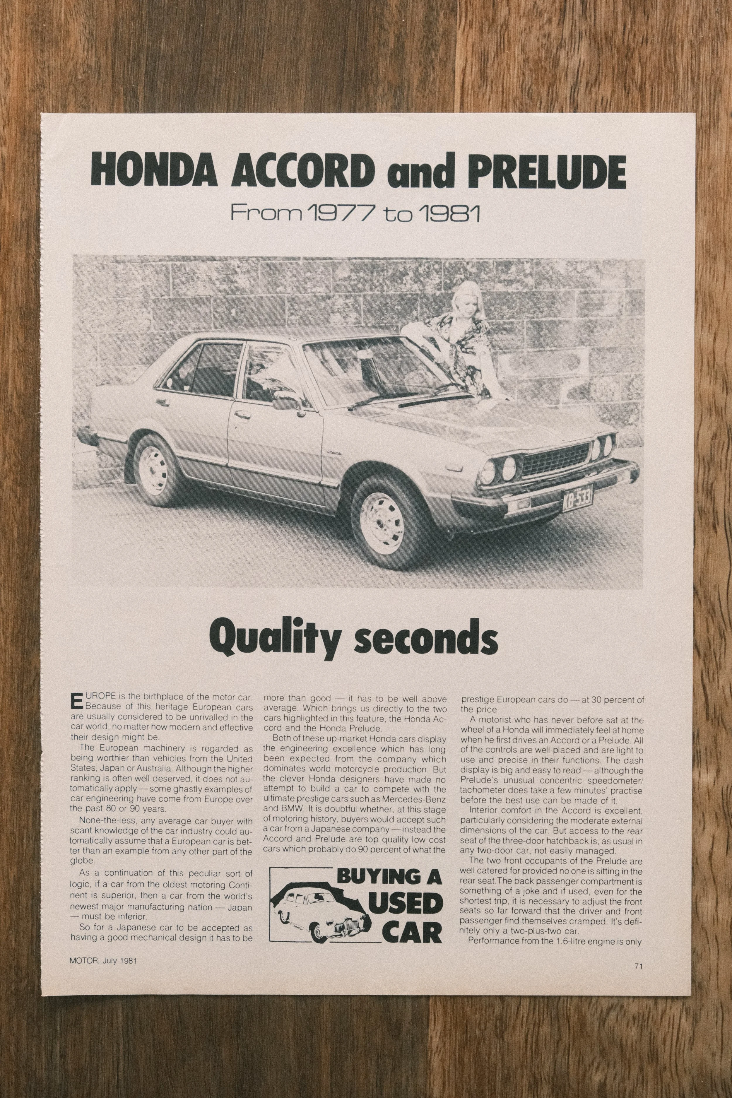 Honda - 'Quality Seconds' (1-Page)
