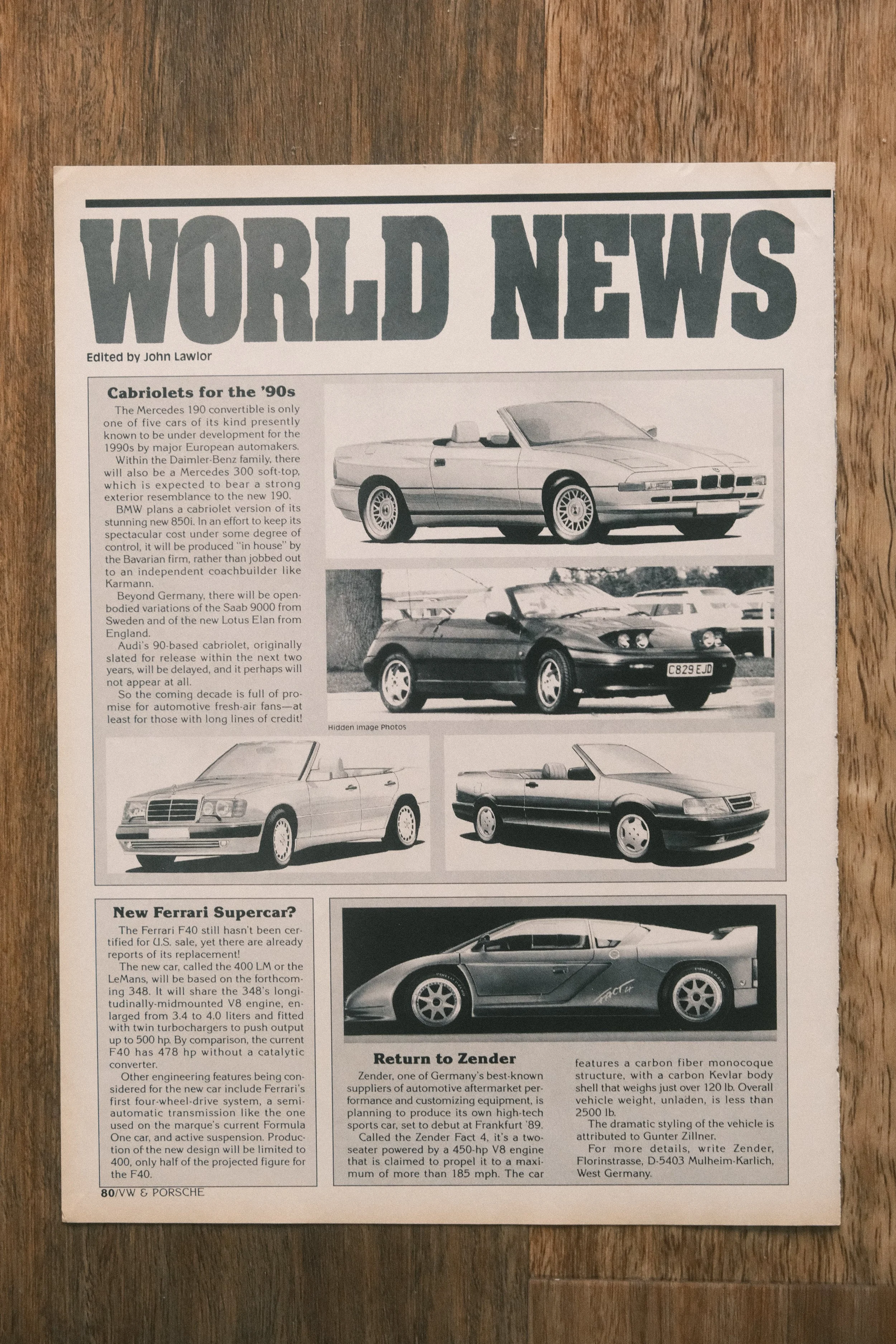 German - 'Cabriolets for the 90s' (1-Page)