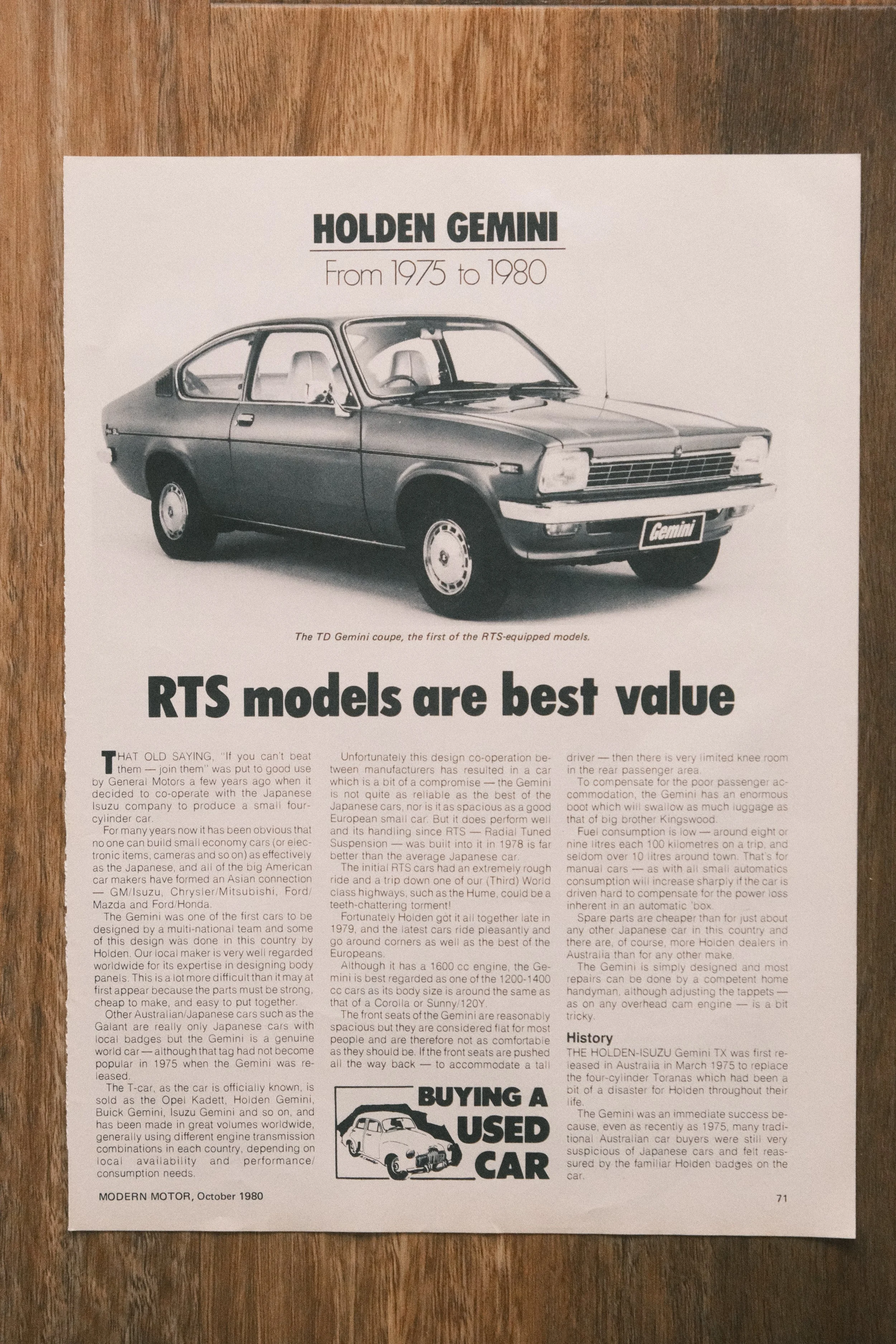 Holden - 'Gemini RTS Value' (1-Page)