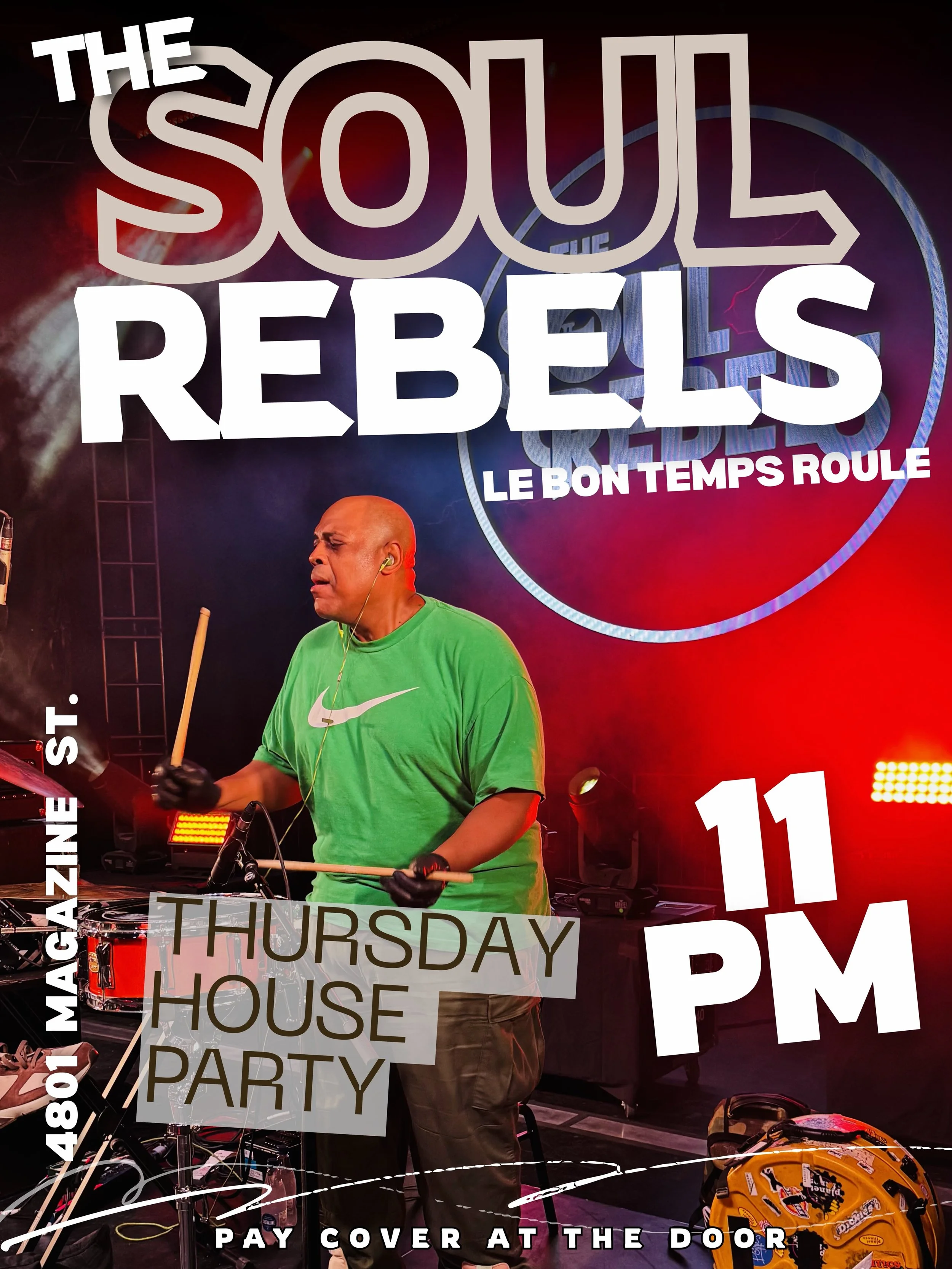 ⚜️ THURSDAY&hellip; you know where to be! 
🥁 @lumarsoulrebels 

📍@lebontempsroulenola 

#TheSoulRebels #NewOrleans #nolaeats #neworleansblogger #livemusicnola