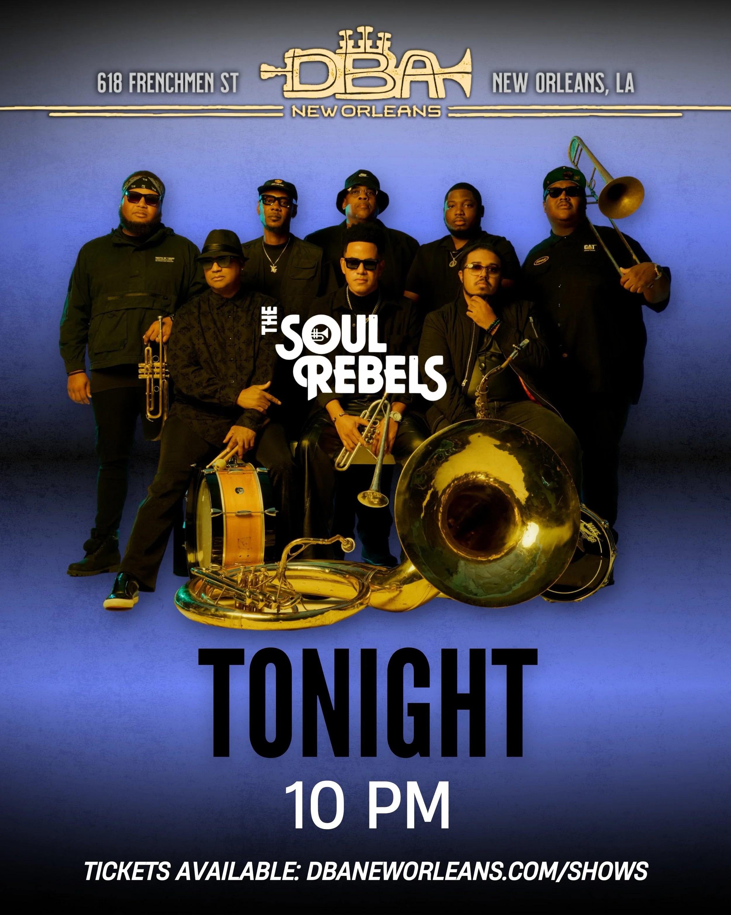 Nothing like a night on Frenchmen Street! 🎺🔥 Always a good time bringing that Soul Rebels energy to @dbaneworleans. New Orleans music, loud horns, and a whole lot of soul. 🎶⚜️ Oh, and BEAUTIFUL weather. 

https://www.dbaneworleans.com

#TheSoulReb