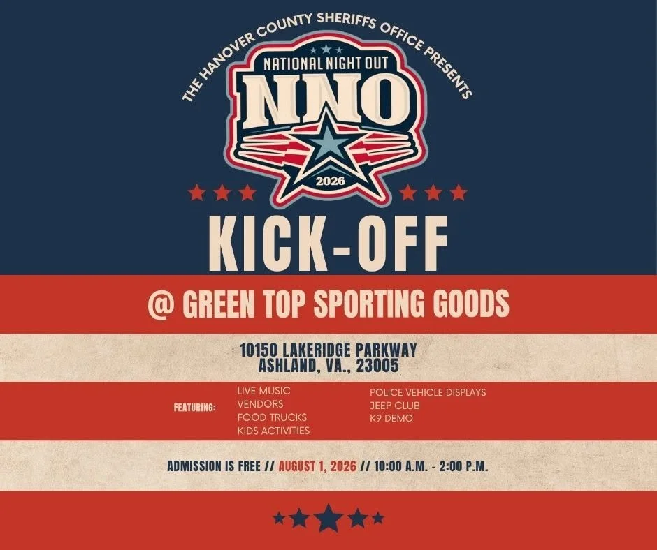 As well as the Health Exposition event, Hanover Cares will be at the annual Hanover County Sheriffs Office "National Night Out," from 10:00 am to 2:00 pm on August 1st! Join us in attending and stop by the Hanover Cares table for some merch