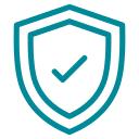 A shield icon with a check mark in the center, representing security or protection.