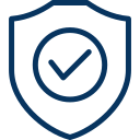 Shield icon with a checkmark symbolizing security or protection.