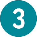 A white number 3 inside a teal circle