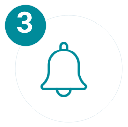 Notification badge with number 3 and a bell icon inside a circle.