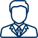 Outline of a person wearing a suit and tie