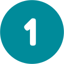 A blue circle with the number one in white text inside