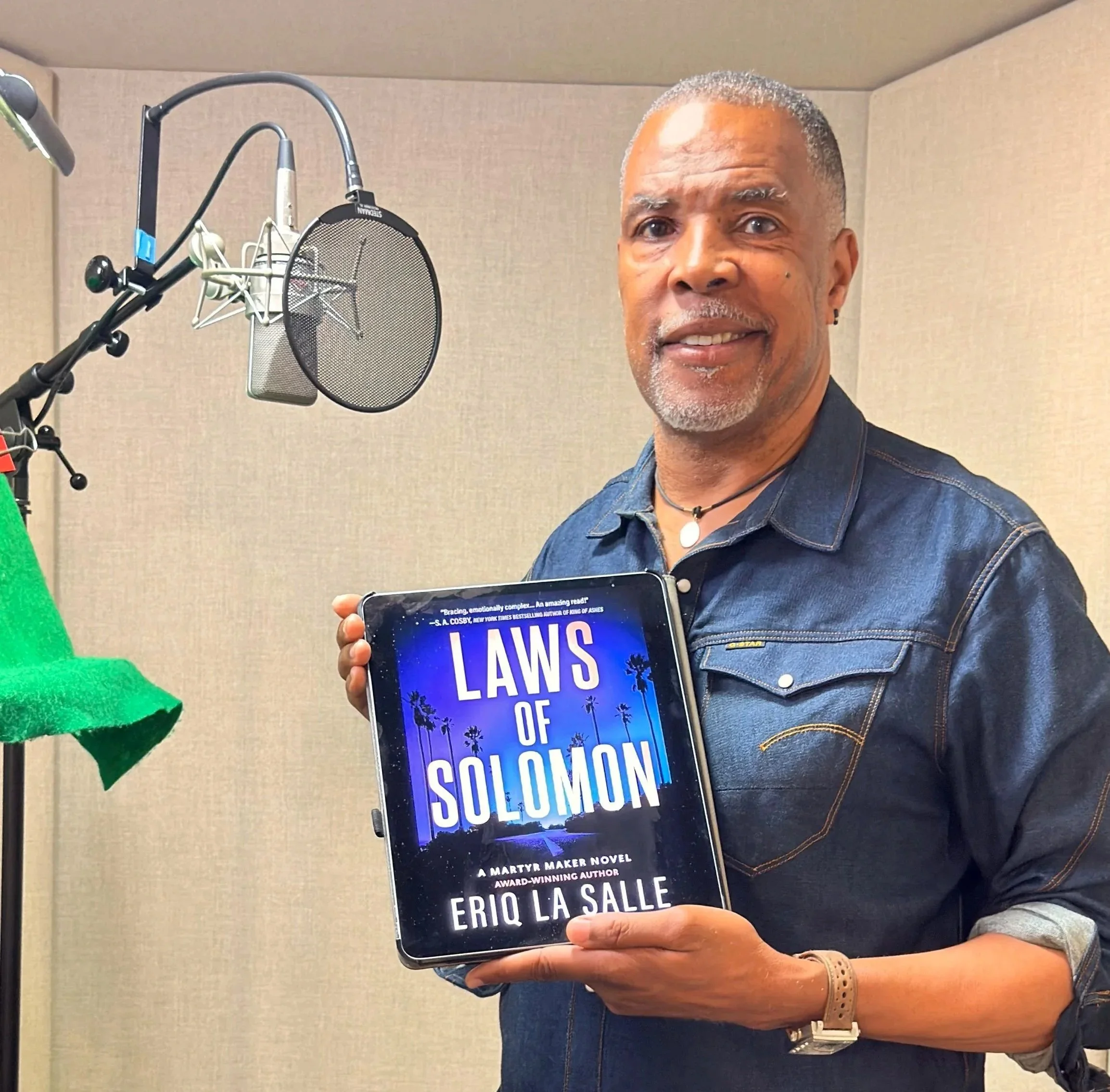 Author/Actor Eriq La Salle narrating his upcoming novel Laws of Solomon, a thriller.