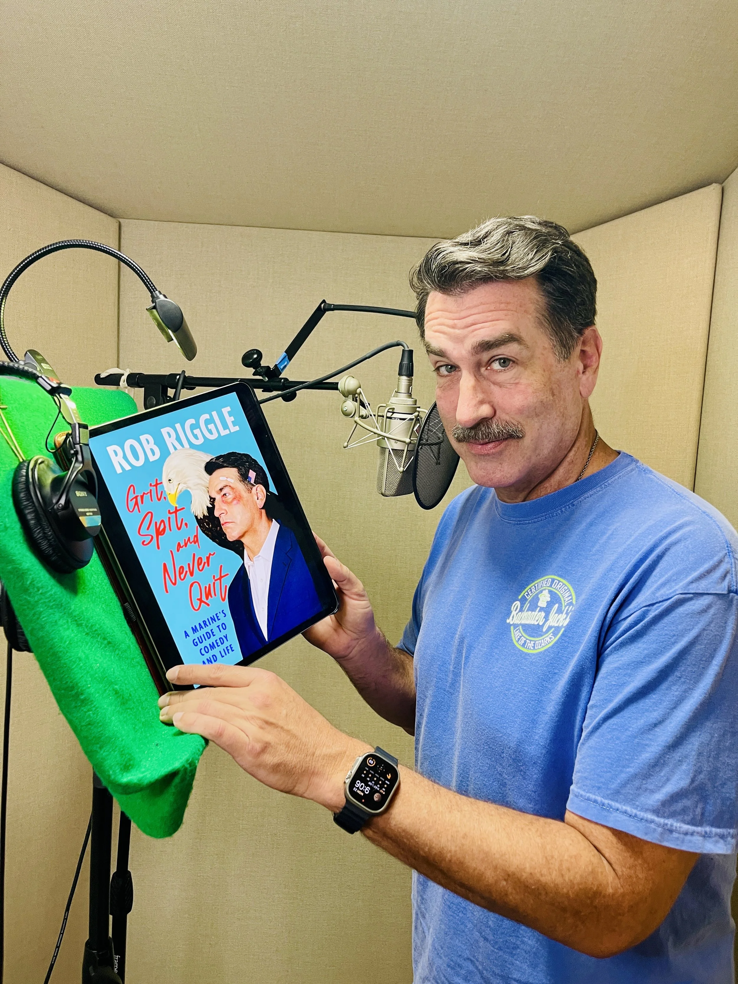 Comedian and former Marine officer Rob Riggle narrating his memoir GRIT, SPIT, and NEVER QUIT.