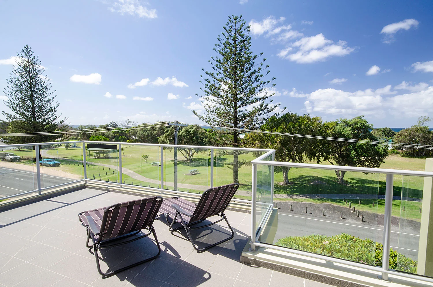 View across Jack Bayliss Park towards Kingscliff Beach from the rooftop terrace at MING 3.