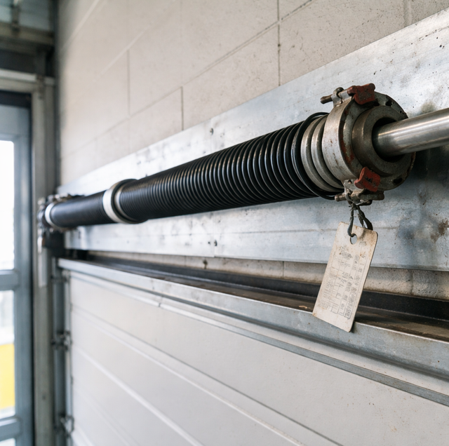 steel commercial garage door with logged maintenance checklist