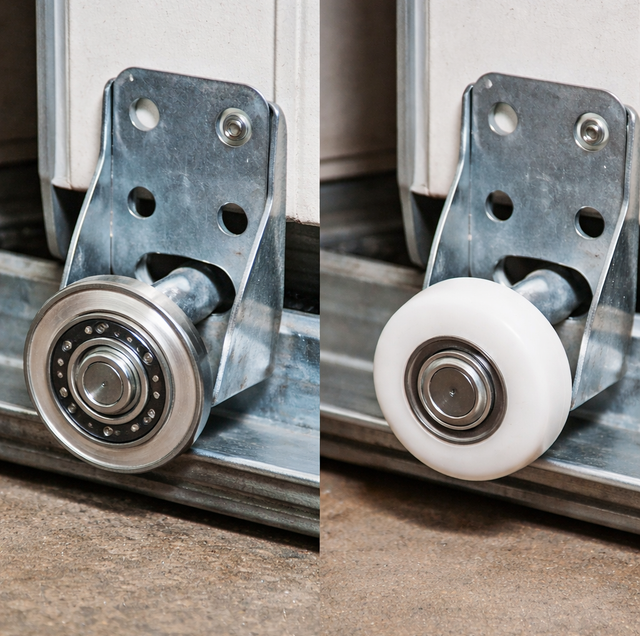 steel and nylon garage door rollers side by side