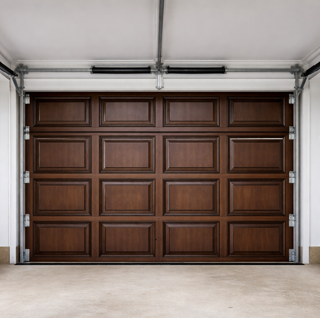 frosted garage door seam with steel track and rubber seal
