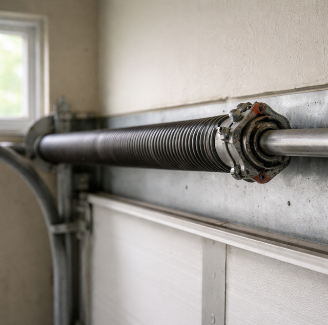 garage door torsion spring coils at full tension