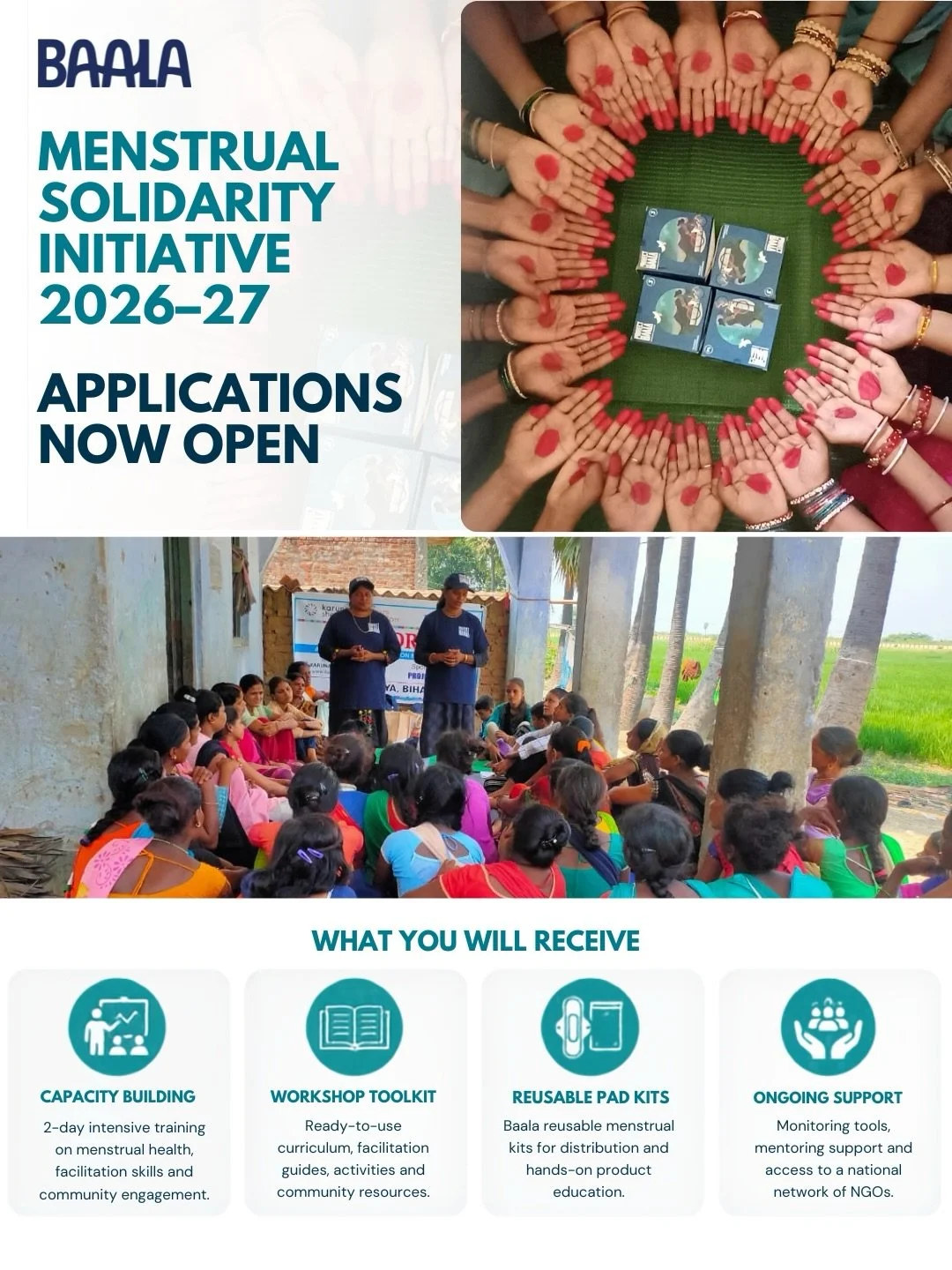 Applications are now open! 

Across India, grassroots organisations are leading some of the most meaningful change in their communities. This year, we&rsquo;re inviting a new cohort to join the Menstrual Solidarity Initiative (MSI) 2026&ndash;27.

MS