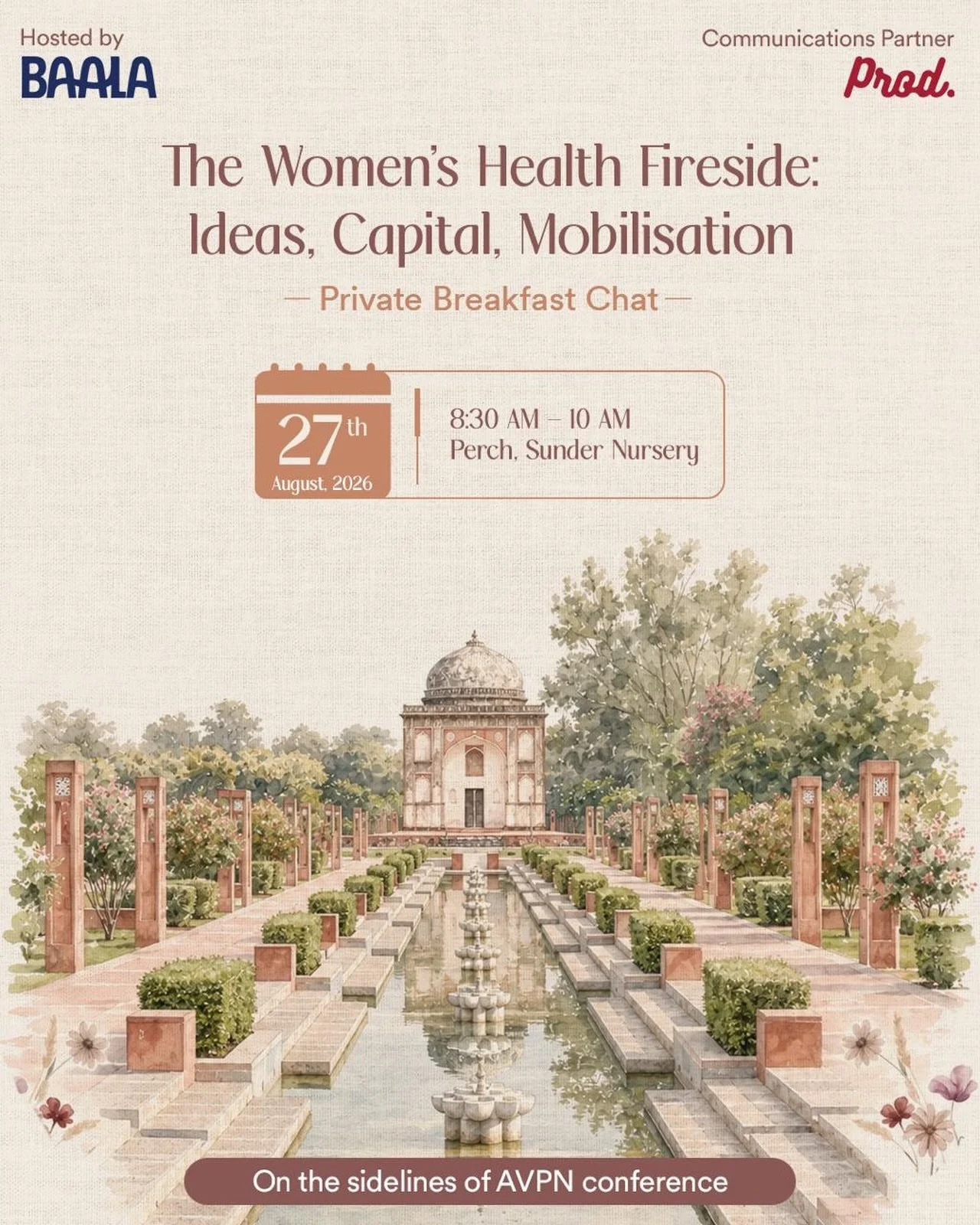 As AVPN Week comes closer, we are delighted to announce &ldquo;The Women&rsquo;s Health Fireside: Ideas, Capital &amp; Collaboration&rdquo;, a private breakfast convened by Baala in New Delhi.

Women&rsquo;s health is attracting greater attention and