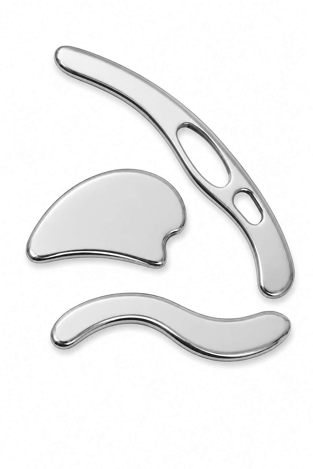 Set of stainless steel cookie cutters including a whale, a slice of bread, and a mustache.