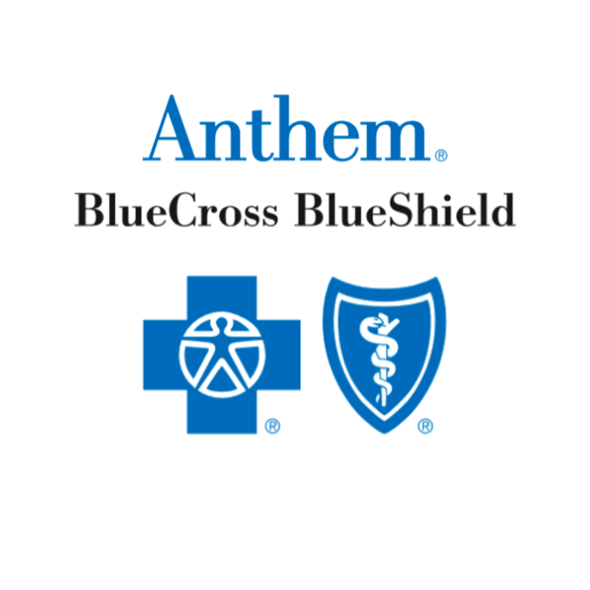 Anthem BlueCross BlueShield insurance logo with blue cross and shield symbols.