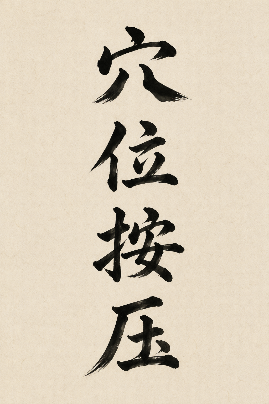 Japanese calligraphy with four black characters on a beige background.