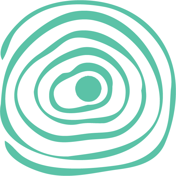 Abstract teal and white concentric irregular shapes