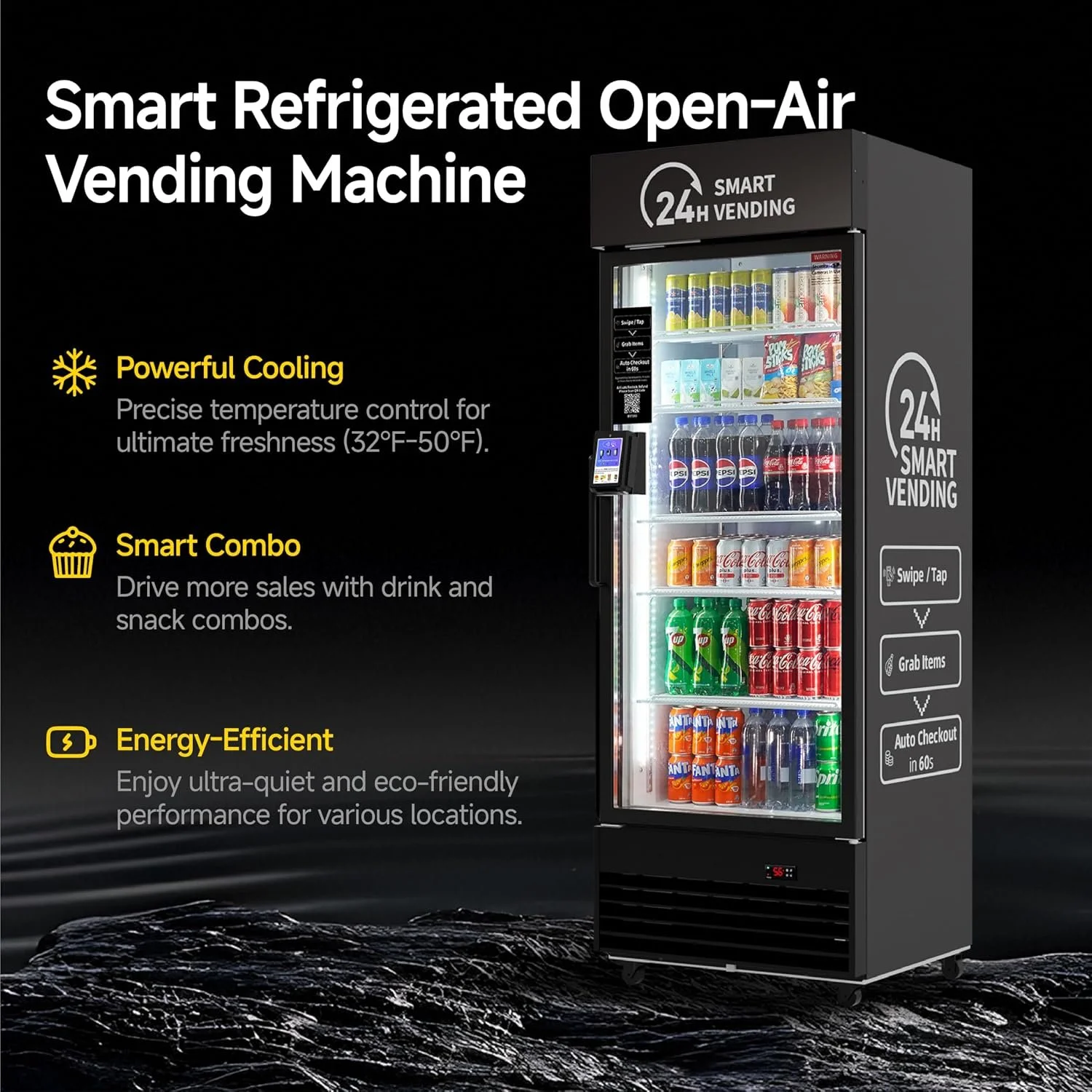 Smart Temperature Control Advanced cooling systems keep fresh meals, salads, and wraps perfectly chilled and fresh.