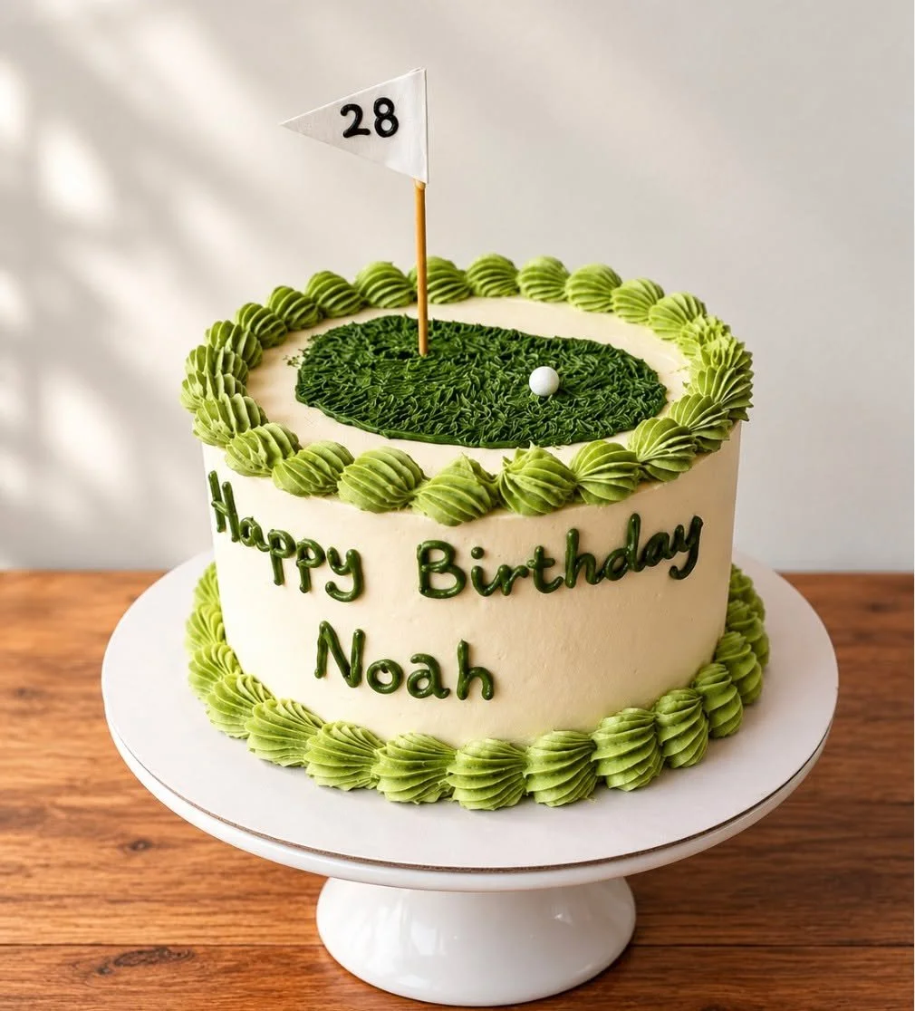 Fore the love of cake! ⛳️

A little golf-themed birthday cake for Noah's 28th, complete with buttercream grass, a golf ball and his very own flag on the green.

Happy Birthday, Noah!

#ilmacakesco #warrnambool #warrnamboolcakes #birthdaycake #golfcak