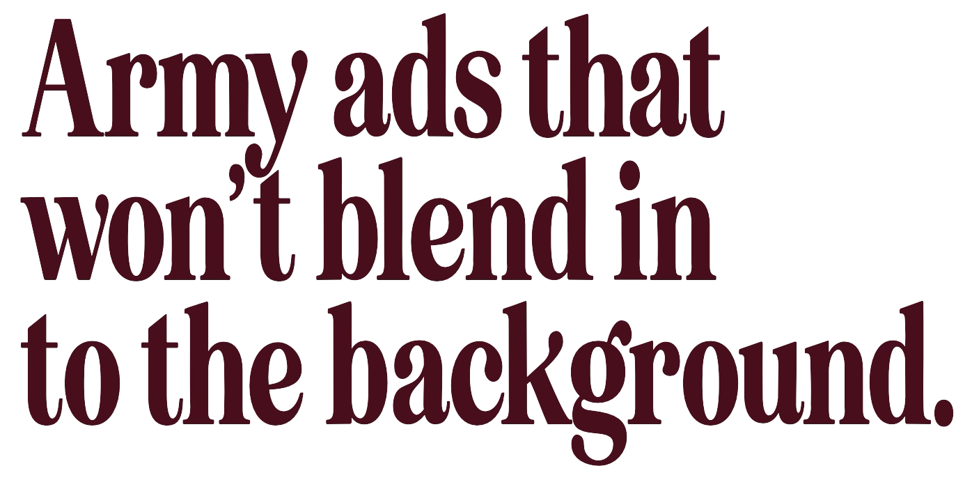 Text in large maroon font states: "Amy says that won't blend in to the background."