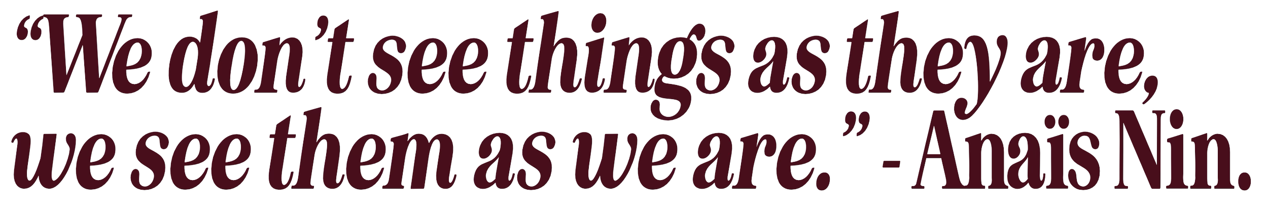 Quote by Anaïs Nin: "We don't see things as they are, we see them as we are." in stylized text.