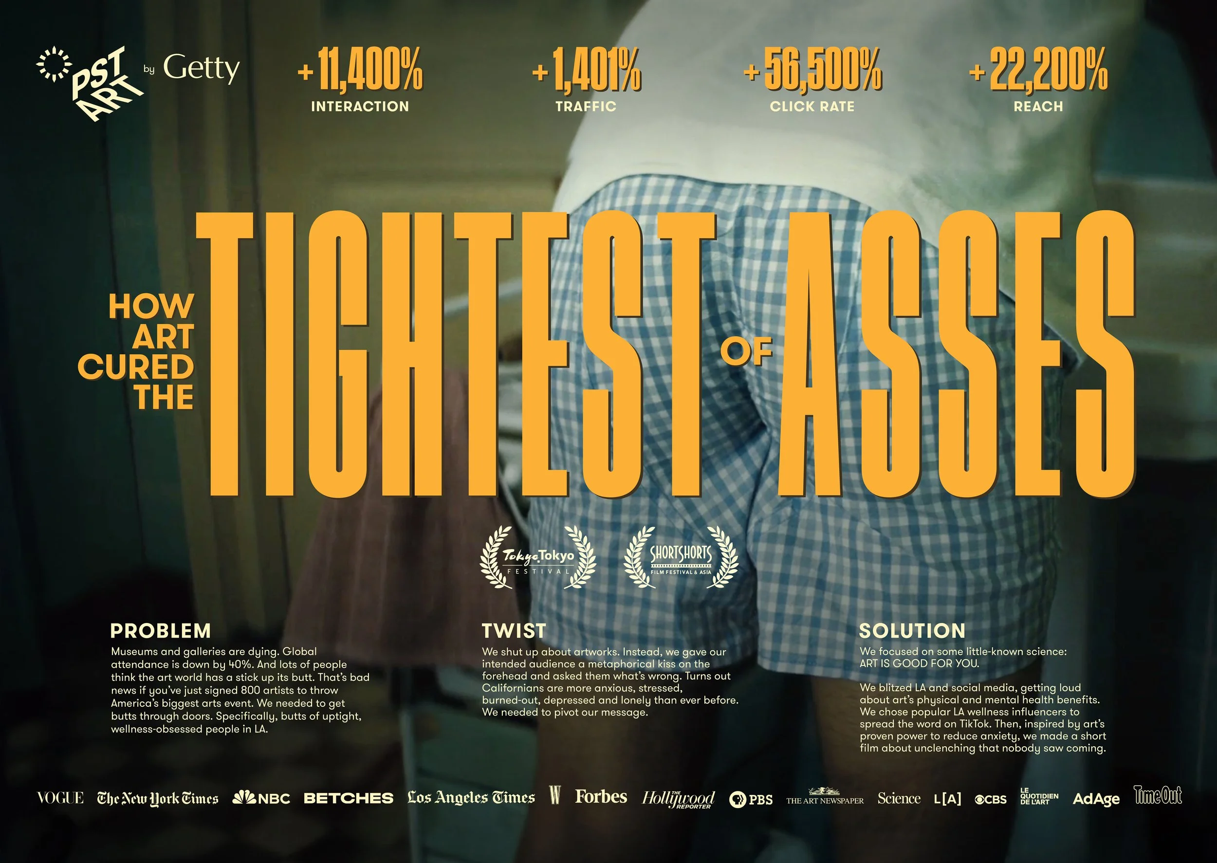 kate catalinac katecatalinac ad advertising idea getty gallery museum PST ART exhibition how art cured the tightest of asses campaign case study cannes lions board