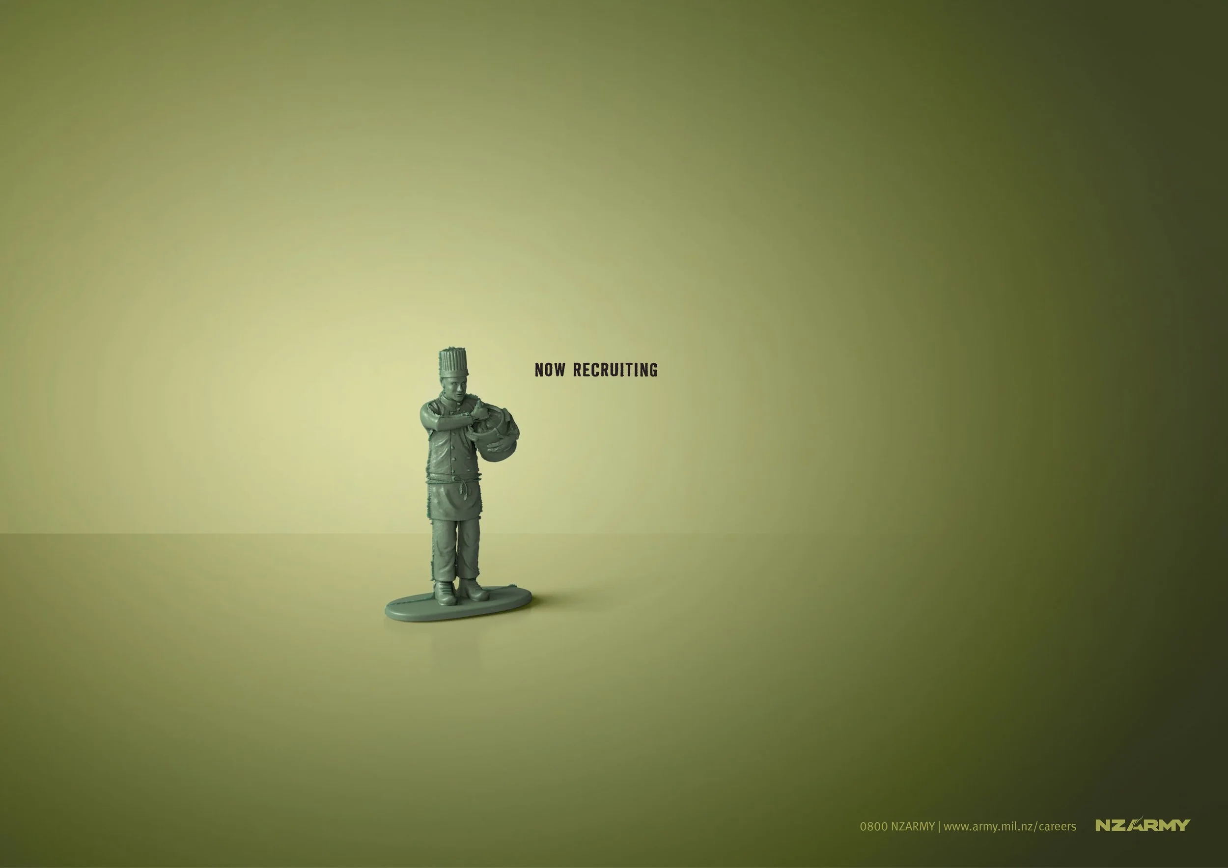 kate catalinac katecatalinac ad advertising campaign idea cannes lions new zealand army nzarmy toy soldiers soldier recruitment press awards outdoor poster OOH psychologist medic chef green military