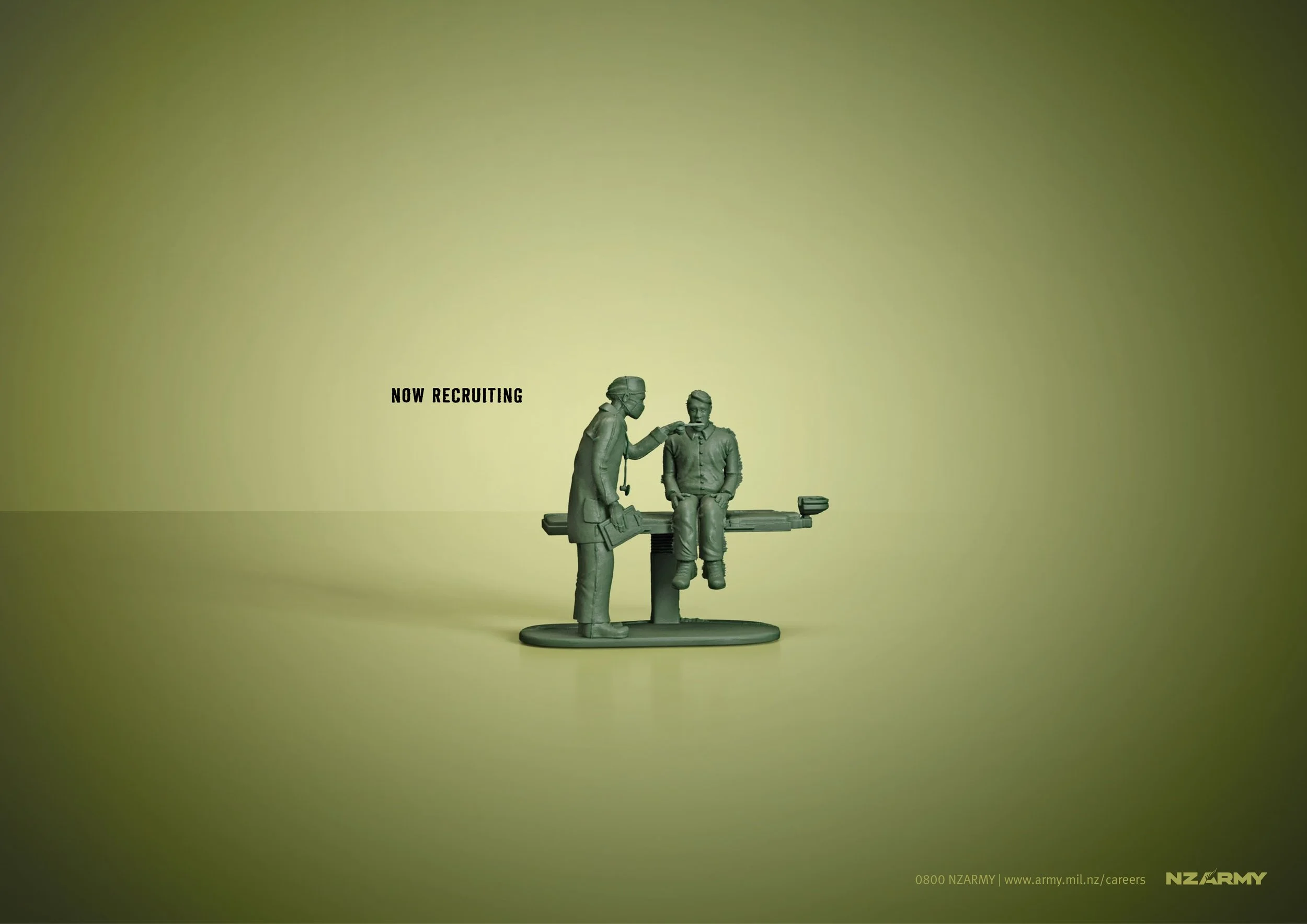 kate catalinac katecatalinac ad advertising campaign idea cannes lions new zealand army nzarmy toy soldiers soldier recruitment press awards outdoor poster OOH psychologist medic chef green military