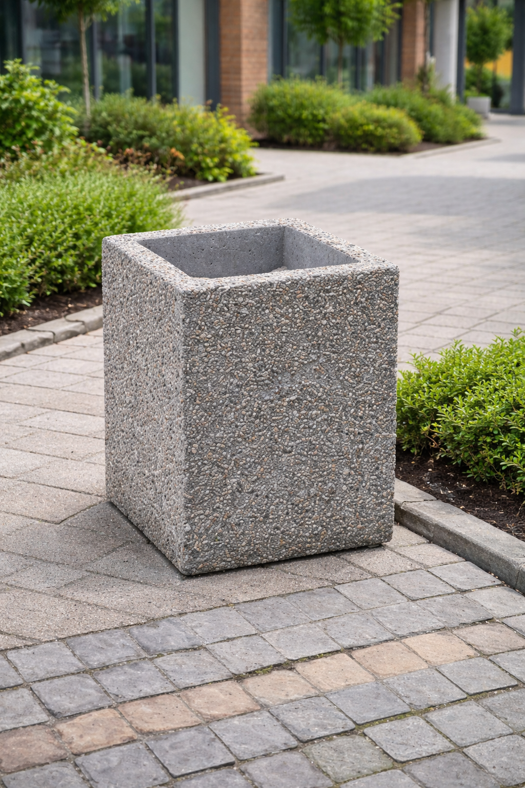 Small Square Concrete Litter Bin